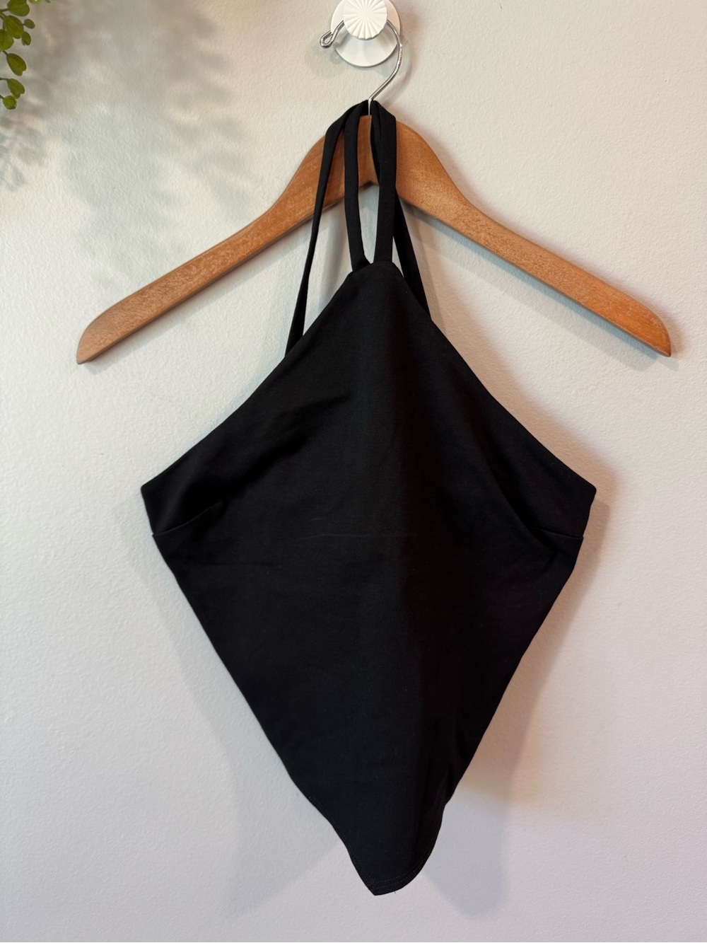 Black Halter Crop Top - Classic Minimal Style Sz Small